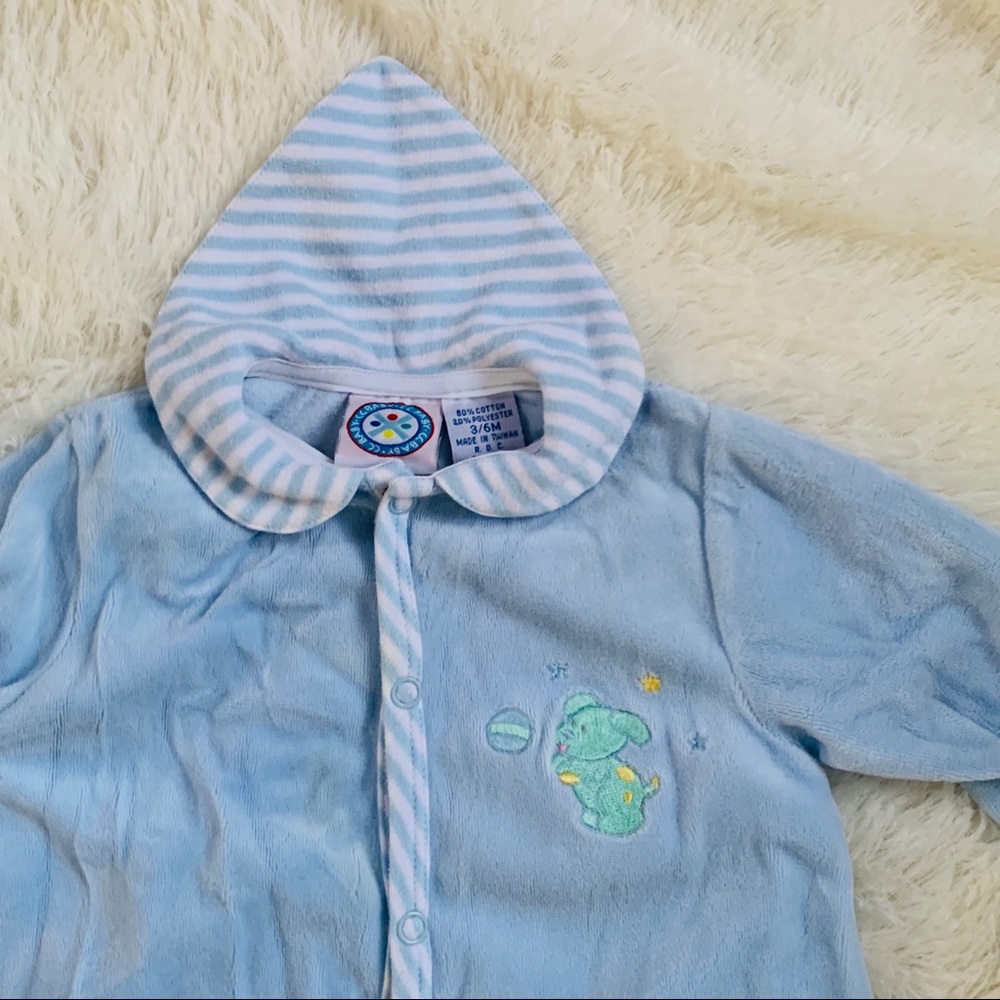 Vintage Velour Baby Footed Romper with Bandanna Collar